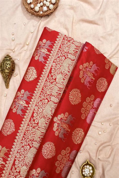 BANARASI SINGLE KATAN RICH ZARI RED COLOR SAREE