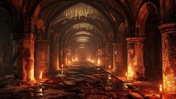 Fantasy background abandoned medieval catacomb with creepy atmosphere ...