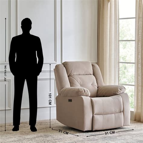 Buy Helios Acropolis Fabric 1-Seater Electric Recliner - Greige from ...