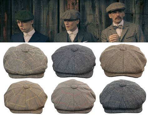 Mens Tweed Newsboy Cap Peaky Blinders Baker Boy Flat Check Grandad Hat ...