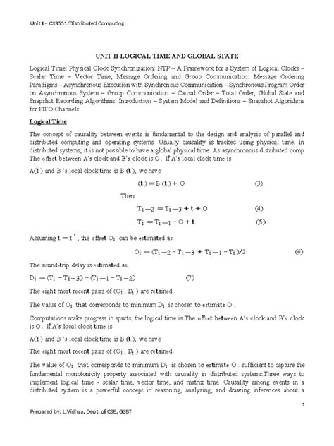 Unit 2 - Logical Time and Global State in Distributed Systems - Studocu