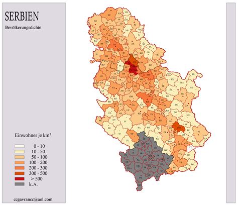 Population Density of Serbia | Map, Diagram, World map