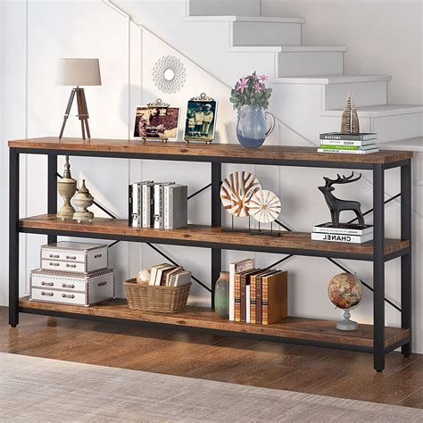 Buy Sofa Table, 3 Tiers TV Stand 70.8 Inches Console Table Extra Long ...