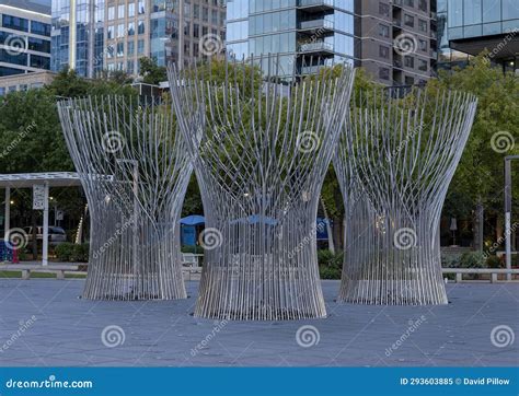 Nancy Best Fountain at the East End of the Klyde Warren Park in ...