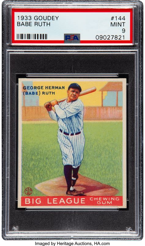 1933 Goudey Babe Ruth #144 PSA Mint 9.... Baseball Cards Singles | Lot ...