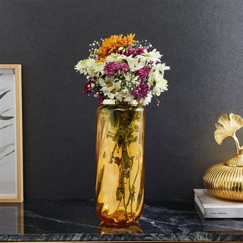 Buy Splendid Gold Rush Glass Swirl Narrow Vase from Home Centre at just ...