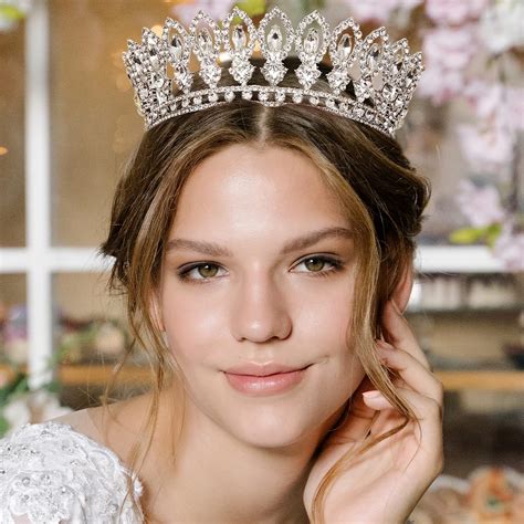 Buy AW BRIDAL Queen Crowns for Women, Crystal Wedding Tiara for Bride ...