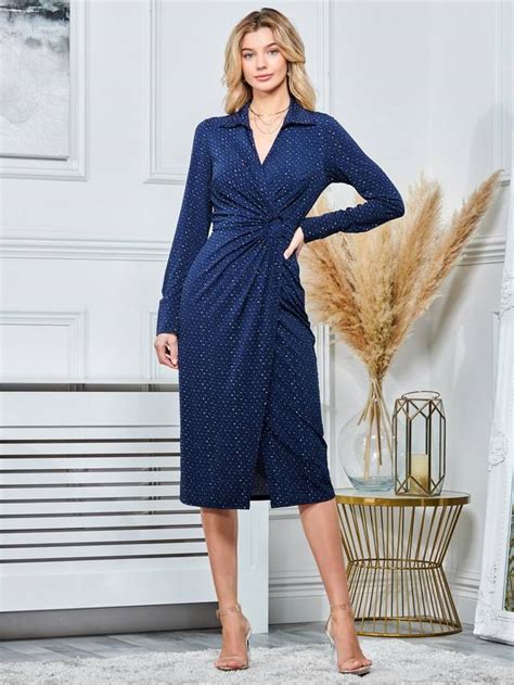 Jolie Moi Spot Print Wrap Midi Shirt Dress