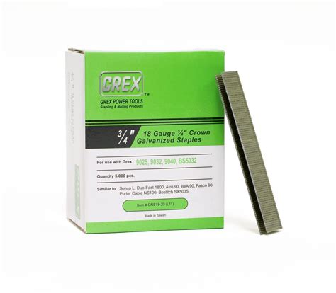 Grex GNS18-20 (L11) 3/4 In. 18 Ga 1/4 In. Wide Crown Staples ...