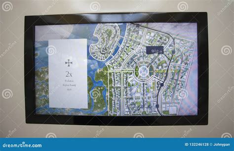 Screen with Map of Dubai Creek Tower Model in Dubai Mall, it Will Be the Highest Building ...