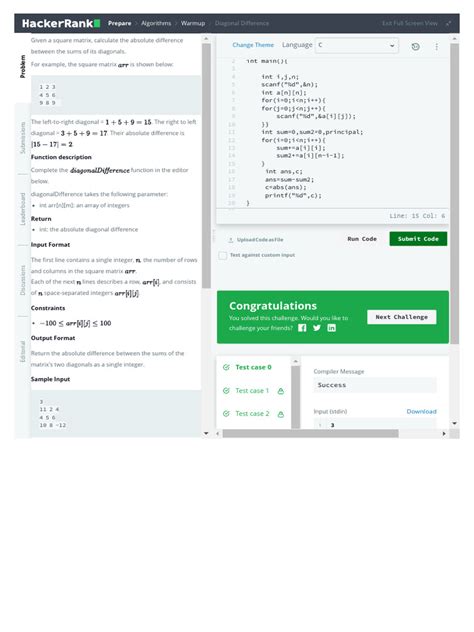 Image result for Diagonal Difference HackerRank Solution in Python