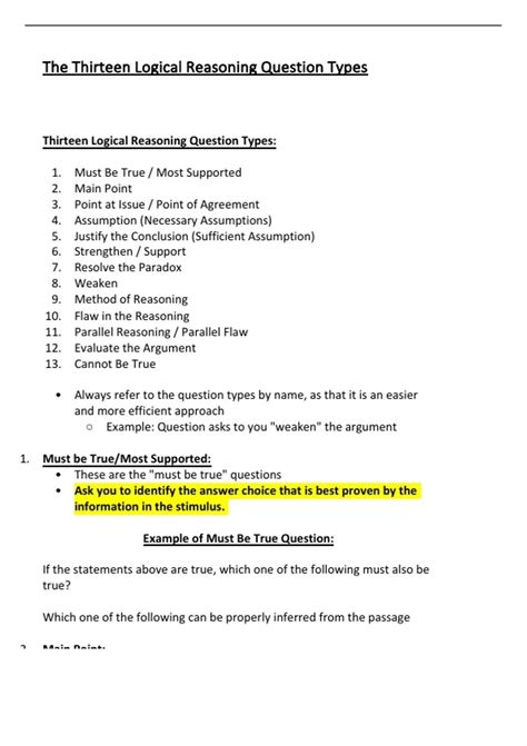 Summary Logical Reasoning: 13 Logical Reasoning Questions - LSAT ...