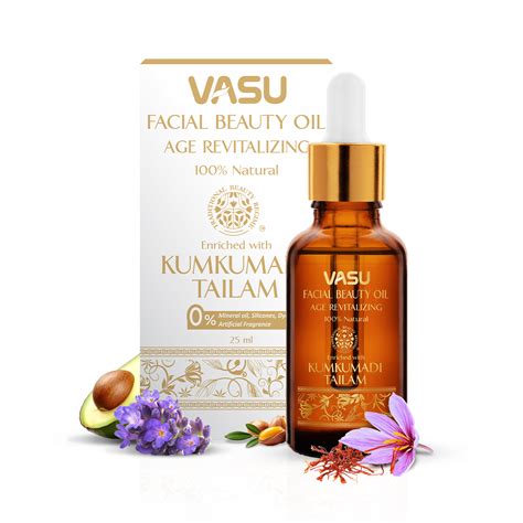 Vasu Facial Beauty Oil - Kumkumadi Tailam - 100% Natural Face Oil ...