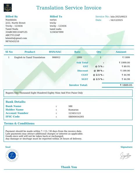 InvoiceFree — Translation Service Invoice Generator,Creator,Maker