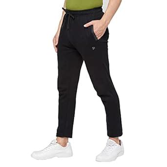 sporto Men's Solid Cotton Gym Track Pants with Zipper Side Pockets ...