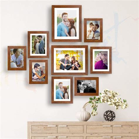 Art Street - Wall Essential photo frame set of 9 Brown Wall photo frame ...