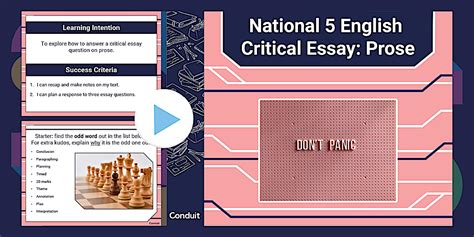 National 5 English Critical Essay: Prose