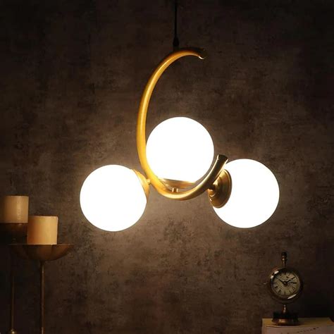 Buy Lexton 3-Light Globe Chandelier Hanging Light Gold Modern Ceiling ...