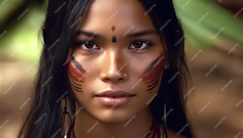 Premium Photo | A woman with native american hair and face paint