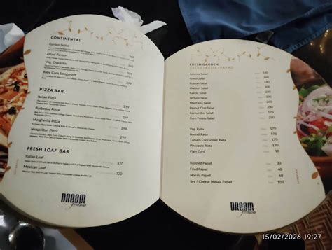 Menu at Dream Festiva, Surat
