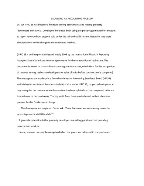 Balancing AN AC-WPS Office - BALANCING AN ACCOUNTING PROBLEM LATELY ...