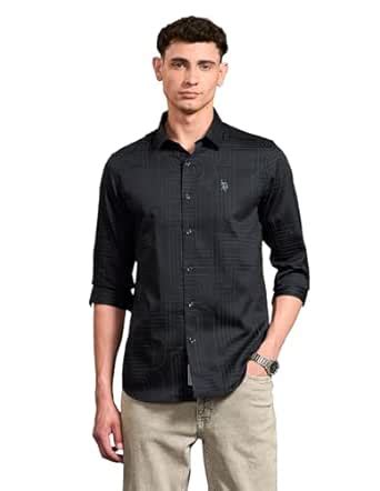 U.S. Polo Assn. Denim Co. Men's Brand Printed Black & Gold Shirt ...
