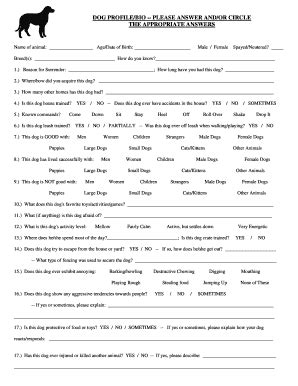 Fillable Online dog profile bio Fax Email Print - pdfFiller