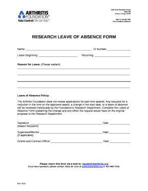 RESEARCH LEAVE OF ABSENCE Doc Template | pdfFiller