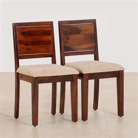 Buy (Refurbished) Keya Set of 2 Sheesham Wood Dining Chairs - Brown ...