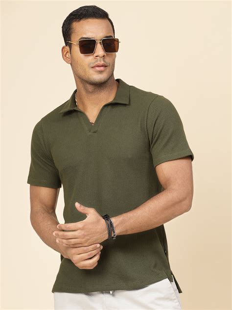 Waffle Weave Solid Polo T-shirt – rigoindia