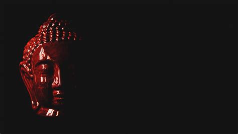 Download wallpaper 1920x1080 buddha, figurine, head, dark, red, black ...