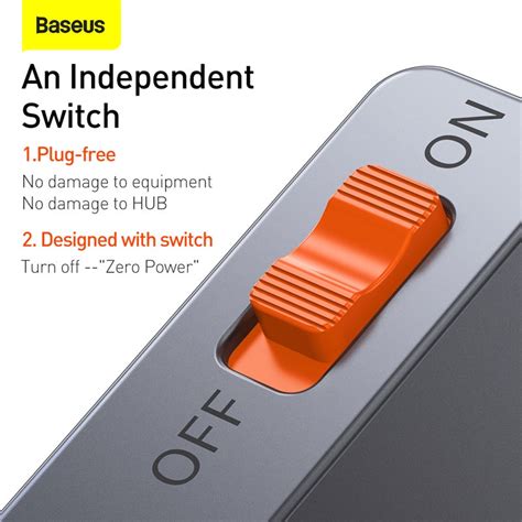 Baseus 6 in 1 Multifunctional USB Type C Hub With Power Switch & Retra ...