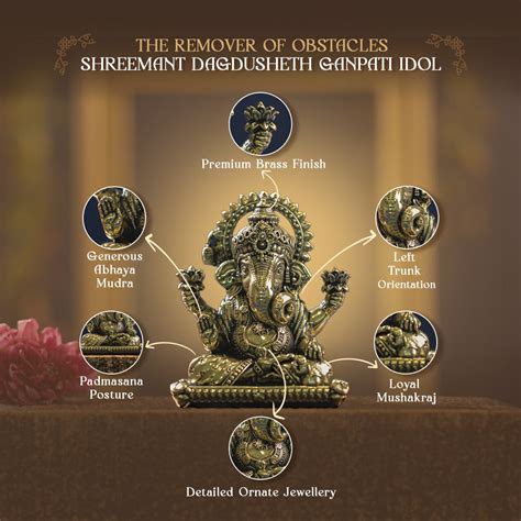 Brass Dagdusheth Ganpati Murti For Home (3 Inch)