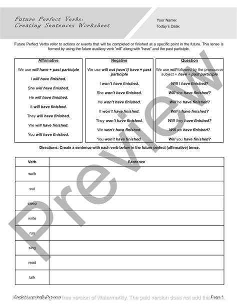 Future Perfect Practice Worksheets 的图像结果