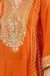 Buy Orange Embroidery V-neck Long Kurta With Salwar For Women by ...