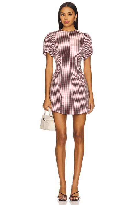 WeWoreWhat Puff Sleeve Peplum Mini Dress in Plum & Ivory Mult | REVOLVE