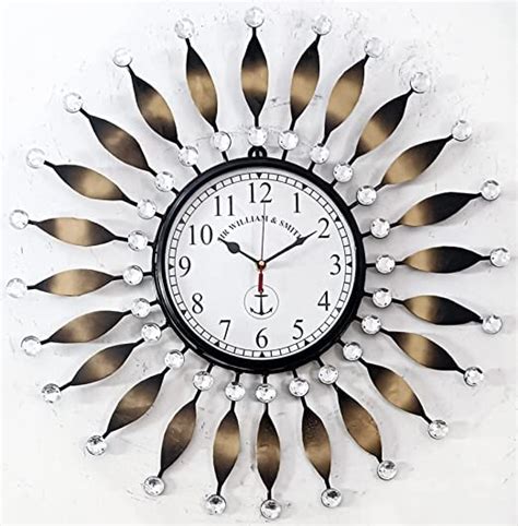Buy Iron Wall Clock Black Colour Beautiful Grey Flower Design Numeric ...