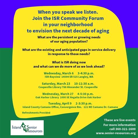 Community Forum on Aging in North Whidbey, Oak Harbor Library, 27 March ...