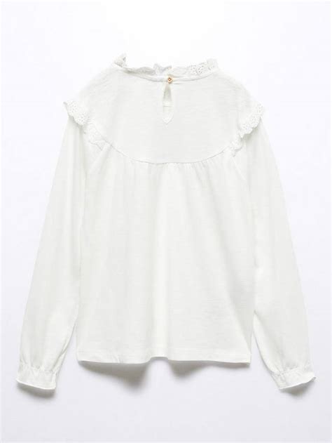 Mango Kids' Olga Ruffle Detail Long Sleeve T-Shirt