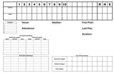 Printable Scorecard Baseball