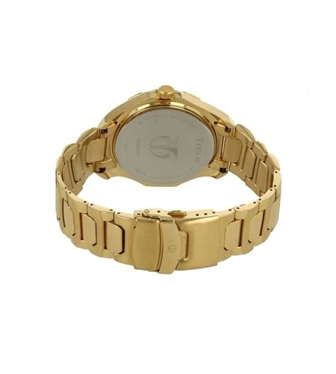 Titan Quartz Multifunction Champagne Dial Stainless Steel Strap watch