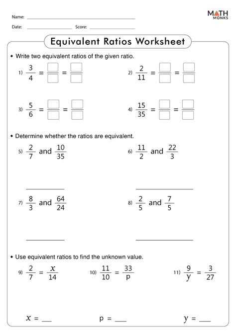Equivalent Ratio Worksheets - Math Monks