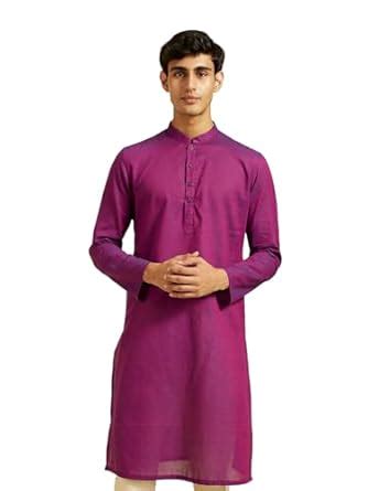 Buy DIWAS BY MANYAVAR Men's Cotton Self Design Kurta (Purple,S) at ...