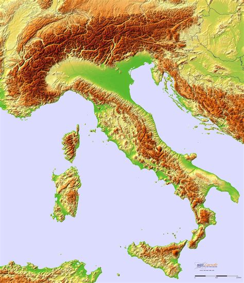 Physical Map Of Italy Mountains