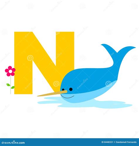 Animal alphabet N stock vector. Illustration of fish, cartoon - 8448331