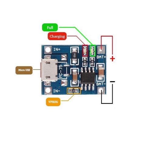 TP4056 1A Li-Ion Lithium Battery Charging Module - Micro B USB - TEKTOWN