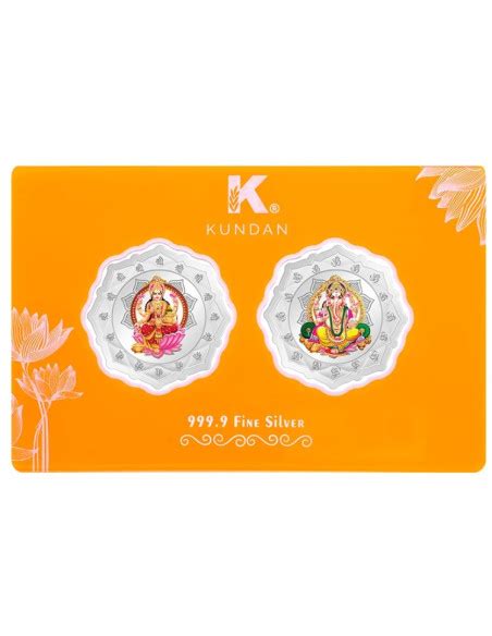 Kundan Lakshmi Ganesha Flower Shape Color Silver Coin of 20 Gram in 999 ...