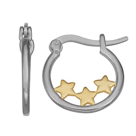 Junior Jewels Kids' Sterling Silver Triple Star Hoop Earrings