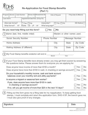 Application For Food Stamps - Fill and Sign Printable Template Online