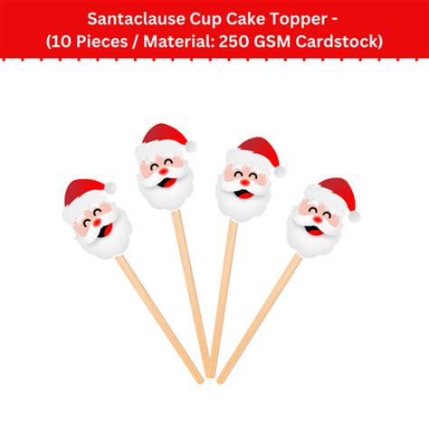 Christmas Santa CupCake Topper (2.5 Inches per card/250 GSM Cardstock ...